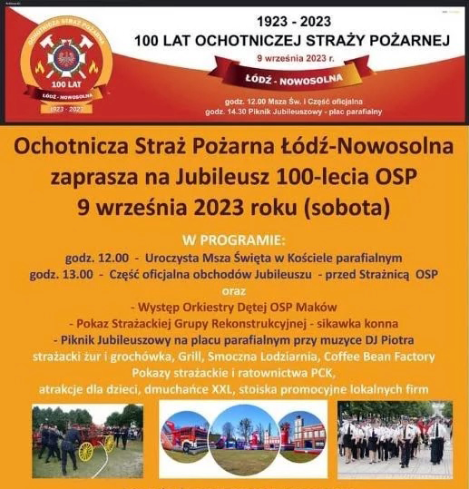 2PLAKAT 100 lecie OSPLodz Nowosolna